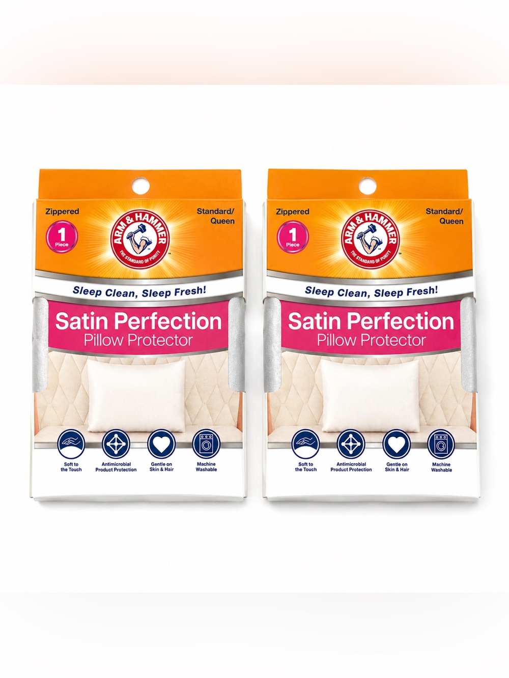 Arm & Hammer Satin Perfection Pillow Protectors Standard/Queen Zippered 2-Pack